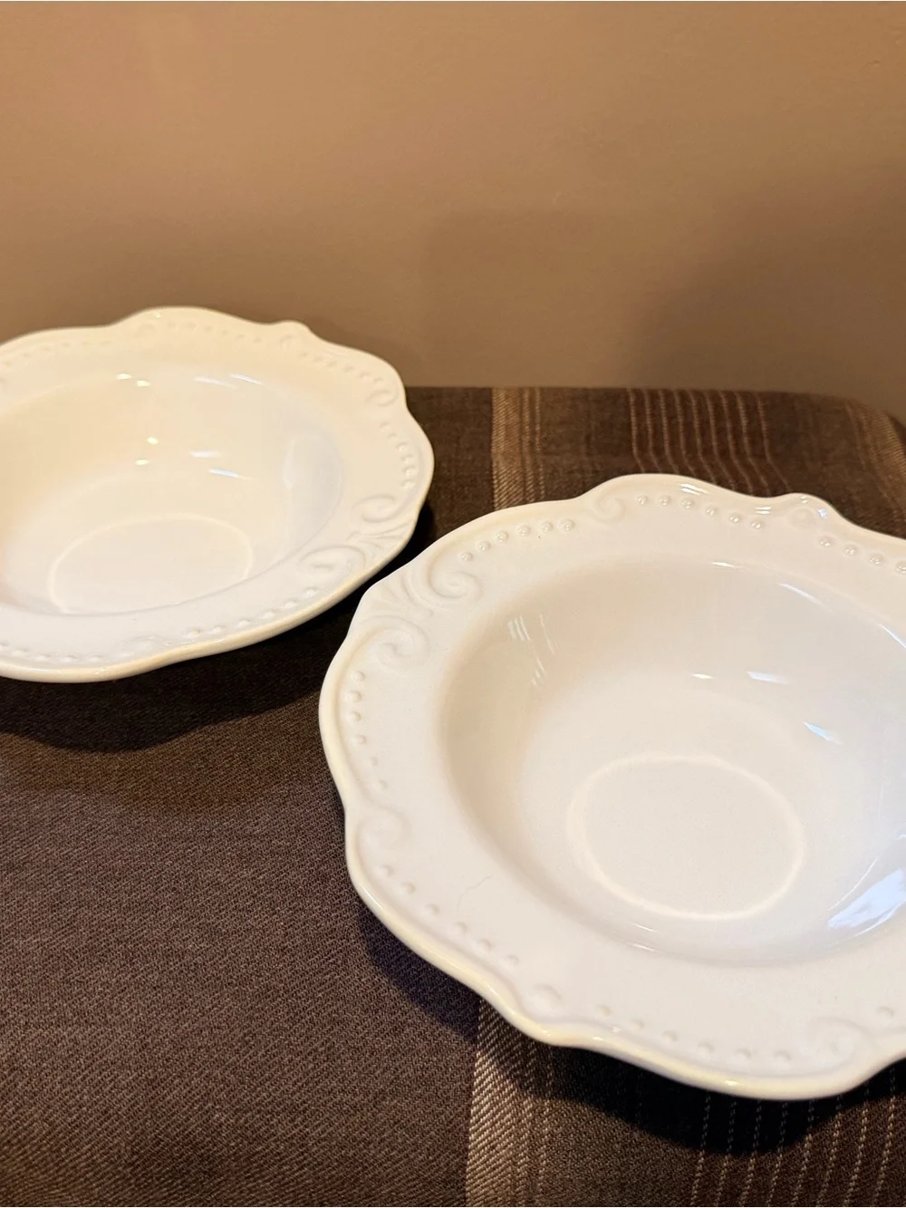 White Decorative Ceramic Soup Bowls - Set of 2